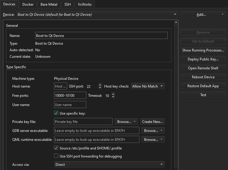 デバイス」環境設定の「デバイス」タブ