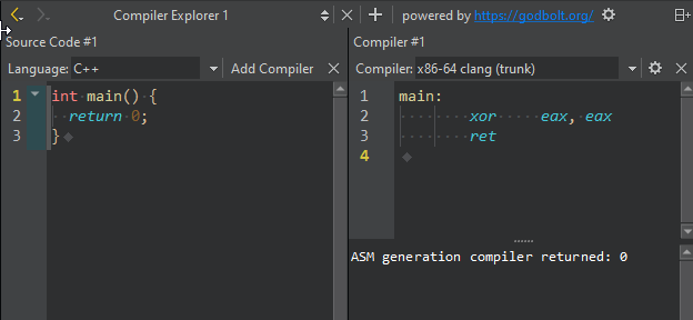 コンパイラエクスプローラでのPythonコード