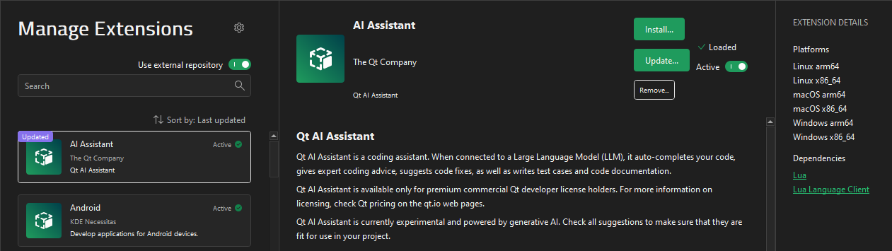 拡張モードでのAIアシスタント