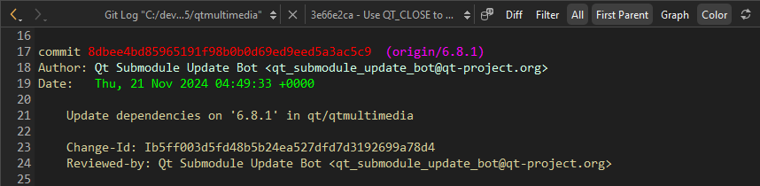 Git ログのコミット詳細