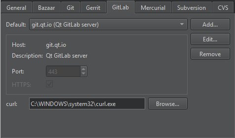 バージョン管理環境設定のGitLabタブ