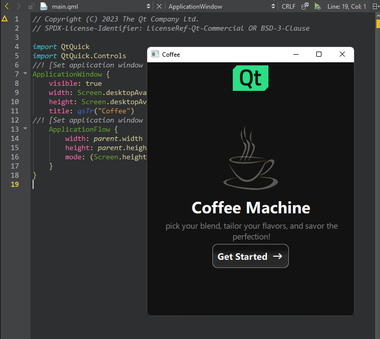 エディタ・ビューの上で動作するアプリケーション