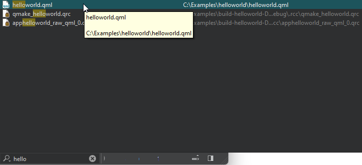 ロケーターで見つかったファイルのリスト