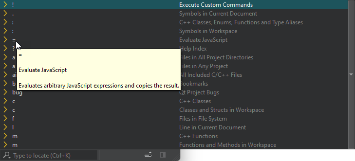 ロケーターフィルターのリスト
