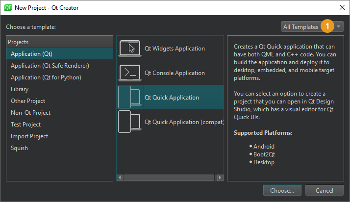 新規プロジェクトダイアログ