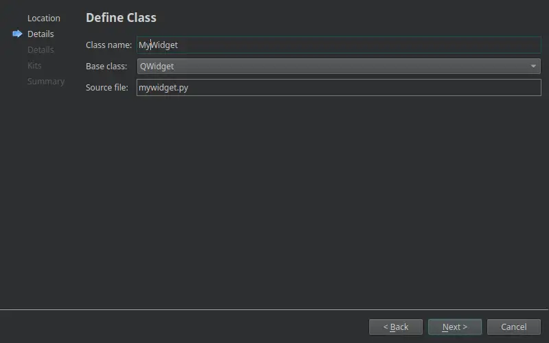クラスの定義ダイアログ クラスの定義ダイアログ
