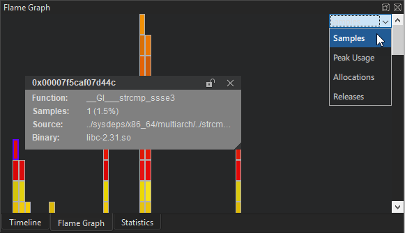 パフォーマンス・アナライザー炎グラフ表示