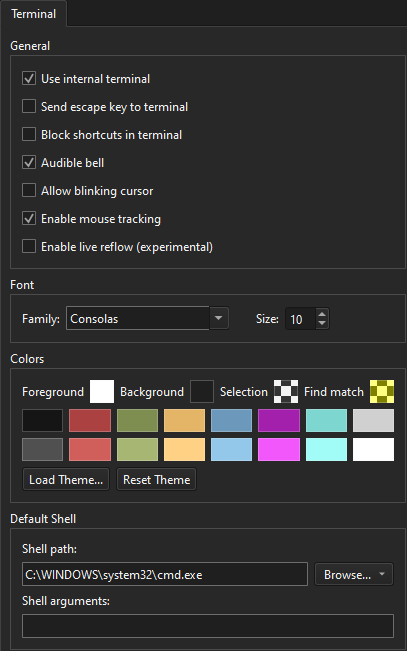 ターミナル設定