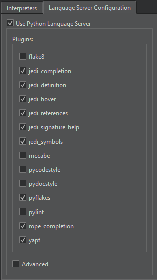 Python環境設定の言語サーバー設定