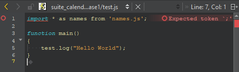 エディタで開いたテストスクリプト