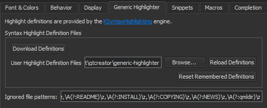 テキストエディタ環境設定の「汎用蛍光ペン」タブ