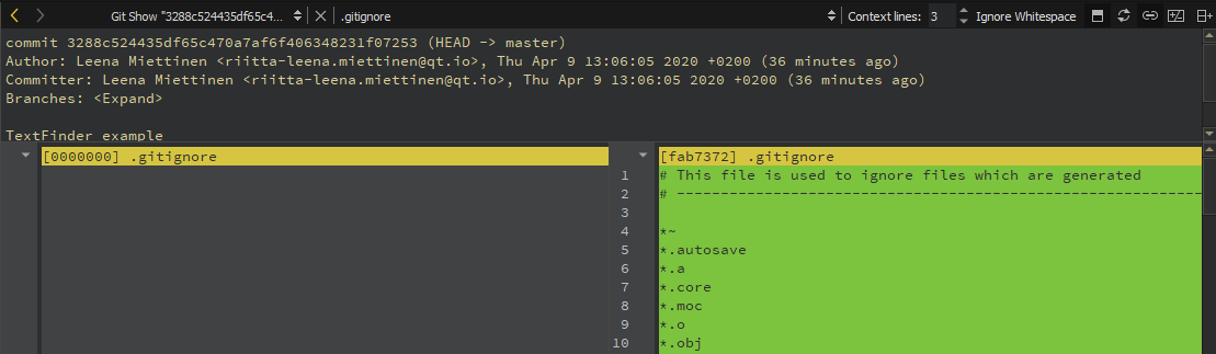 Git Show でのコミットの説明