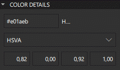 カラー詳細タブ。