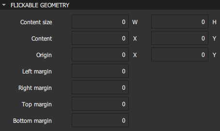 フリック可能なジオメトリ・プロパティ。