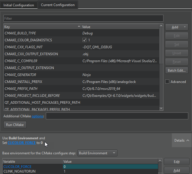 CLICOLOR_FORCE가 설정된 빌드 환경