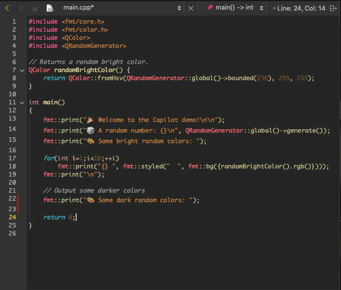 에디터에서 코파일럿의 제안 받기