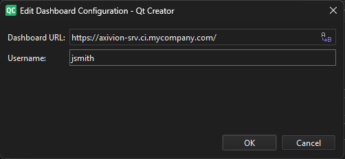 대시보드 구성 편집 대화 상자