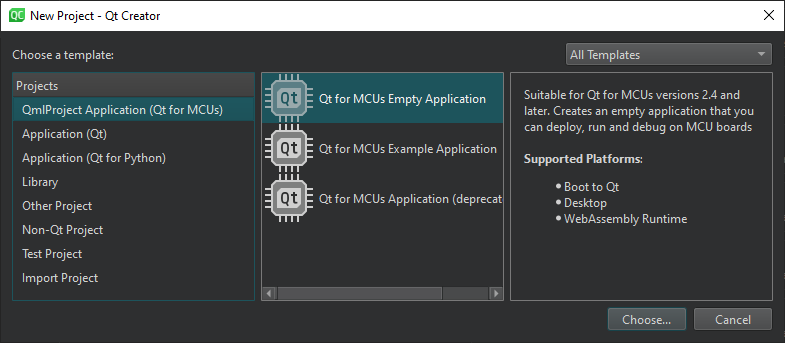 새 프로젝트 대화 상자
