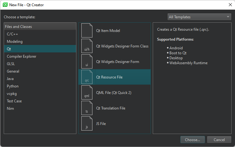 새 파일 대화 상자