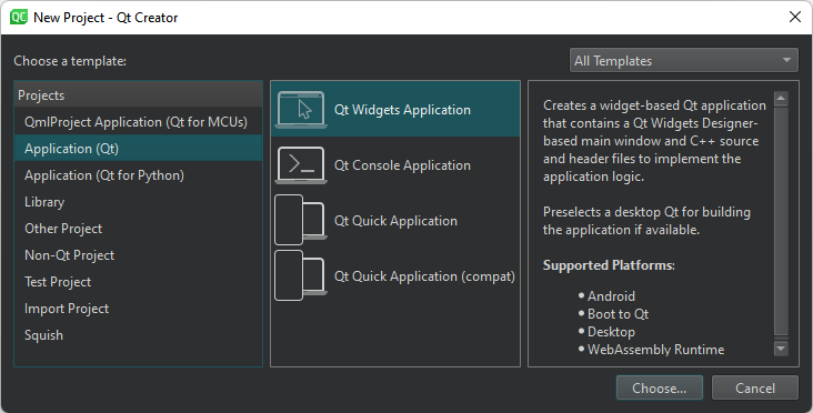 새 프로젝트 대화 상자