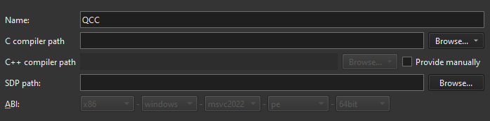 키트 환경설정의 컴파일러 탭에서 QCC 컴파일러 추가하기