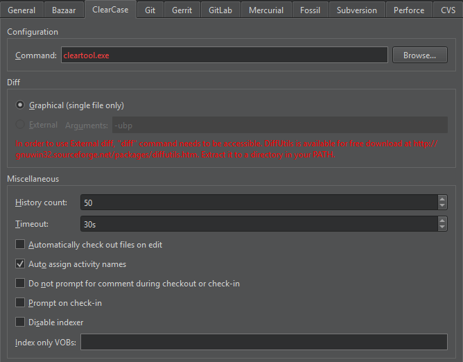 버전 관리 환경설정의 대/소문자 구분 탭