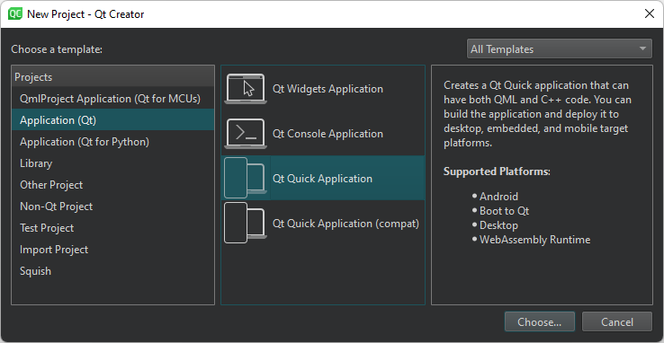 새 프로젝트 대화 상자
