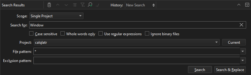 검색 결과 보기의 단일 프로젝트 옵션
