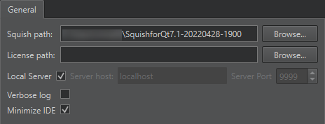 Squish 환경설정의 일반 탭