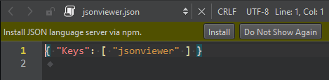 提示安装 JSON 语言服务器