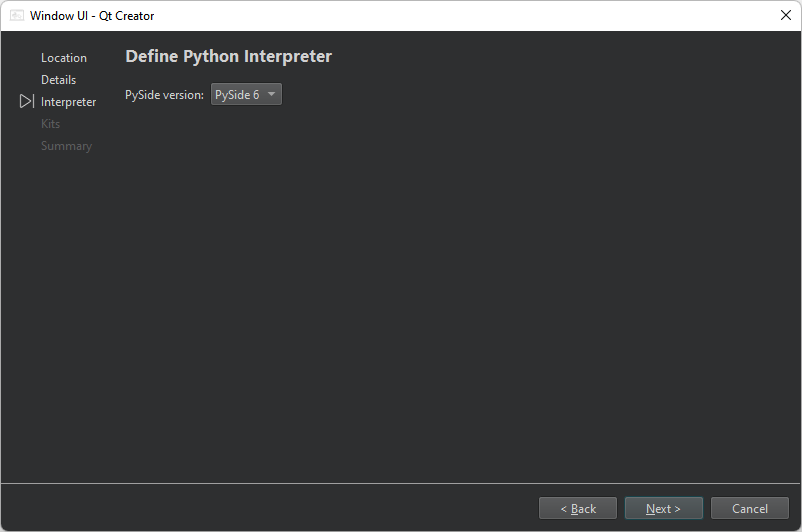 定义 Python 解释器对话框