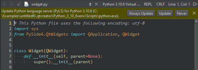 关于更新 Python 语言服务器的信息