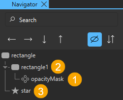 The structure of a scaled opacity mask effect in the Navigator view.