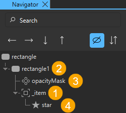 The structure of an unscaled opacity mask effect in the Navigator view.