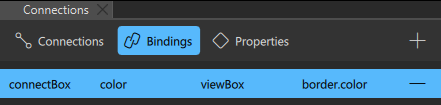"Connections view Bindings tab"