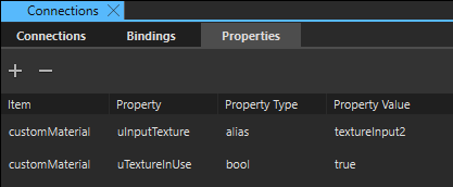 "Uniforms as properties in Connections view Properties tab"