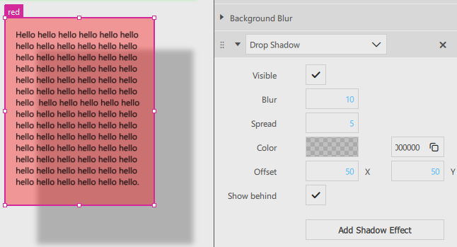 "Show drop shadow behind the component"