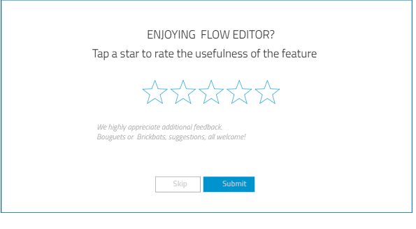 "User feedback pop-up survey for Flow Editor"