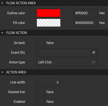 "Flow Action Area properties"