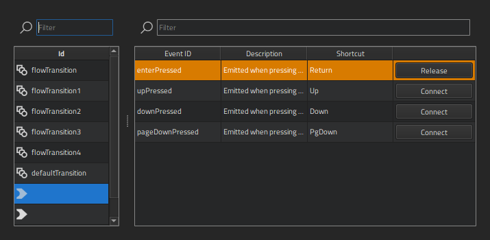 "Assign Events to Actions dialog"