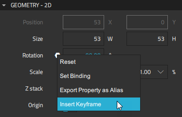 "Inserting keyframe for Rotation property"