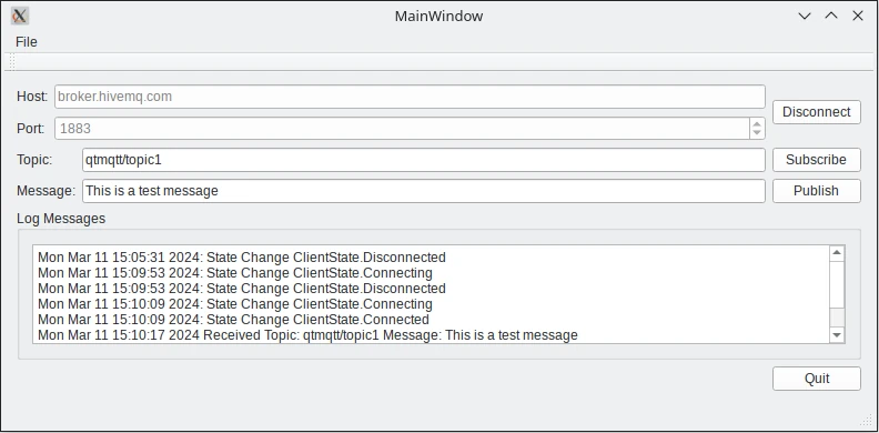 Simple MQTT Client Example Screenshot
