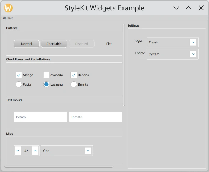StyleKit Widgets Example Screenshot