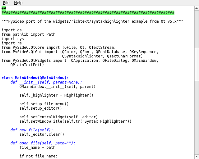 Syntax Highlighter Screenshot