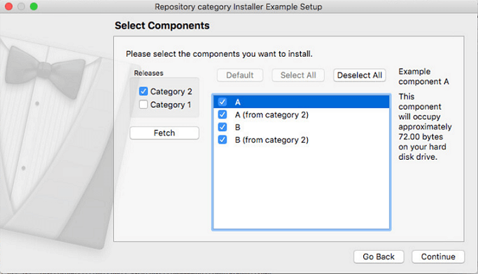 Component selection Page