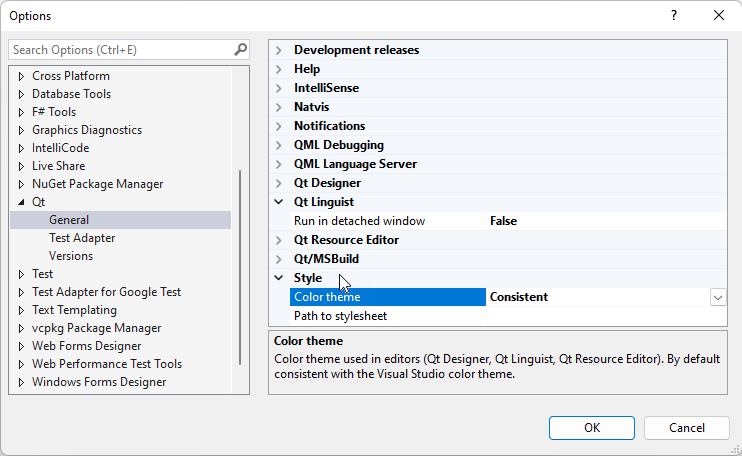 Set tool theme | Qt VS Tools
