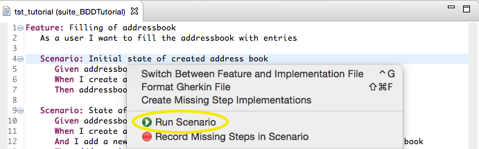 "Execute one Scenario from Feature"
