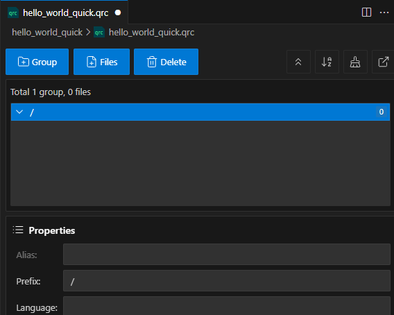 {エディタでQtリソースファイルを開く}。
