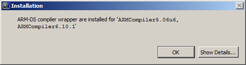 Confirmation of the installation of Arm DS support