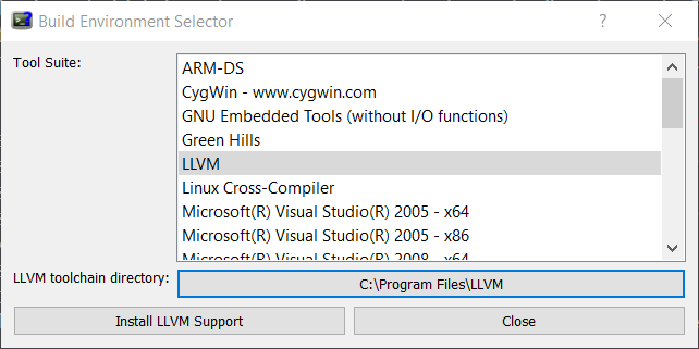 Build Environment Selection